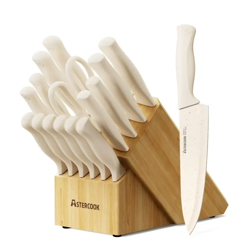 Premium 17-Piece Knife Set — Full Kitchen Cutting Set with Wooden Block, Durable Stainless Steel Blades & Everyday Cooking Tools