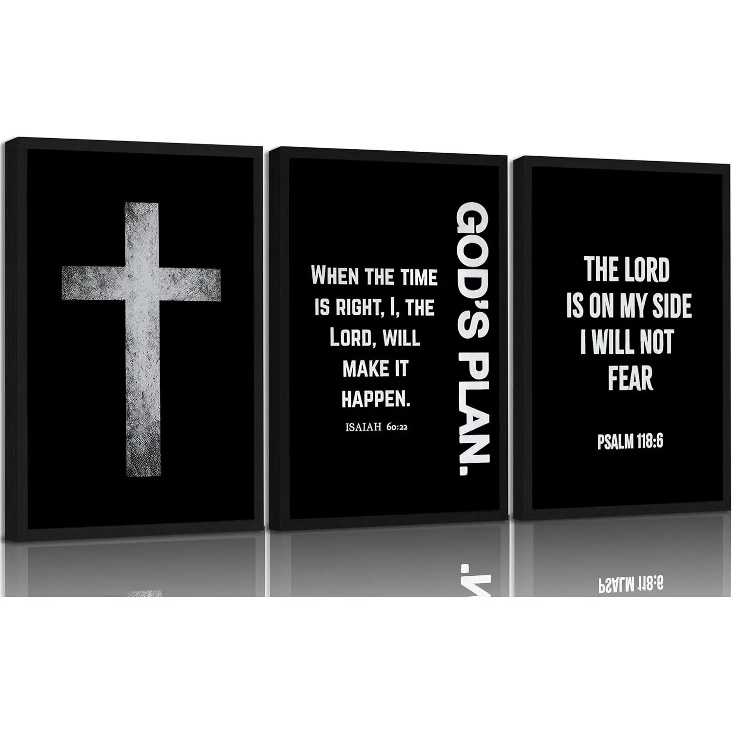 12*18in Geometric 3-Piece Elegant Wrapped Framed Christian Cross Canvas Wall Art, Bible Verse Isaiah 60:22 Hanging Decor for Men, Ideal for Mother's Day & Children's Day Home Decor