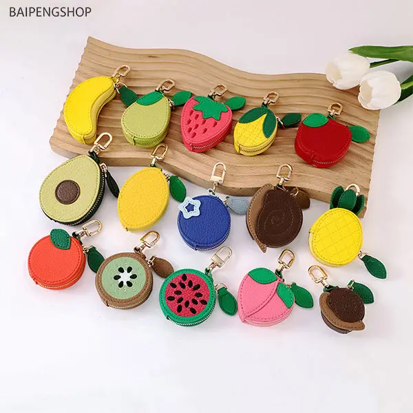 Cute Fruit Shaped Leather Bag Charms Y2K Preppy Aesthetic Keychain Multifunctional Handbag Backpack Pendant Lovely Cutecore Accessory Ideal Holiday Present for Men Women