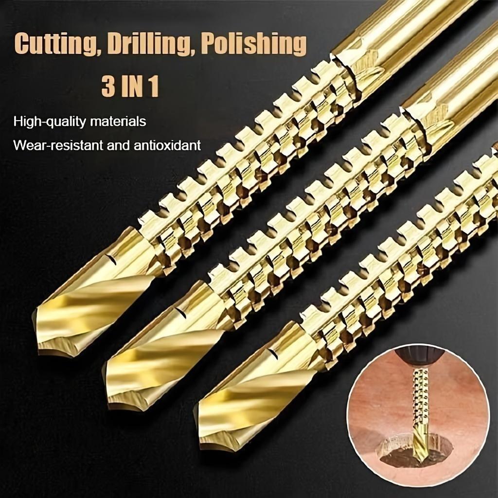 Titanium-Plated High-Speed Steel Drill Bits Set Metalworking & Wood Drilling Sharp Serrated Design Anti-Rust Coating Power Tool Accessories