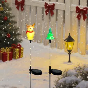 Solar-Powered Transparent Tube Ground Stake Light, Scarf Deer Christmas Tree Decor, Outdoor Path Lawn Garden Decoration