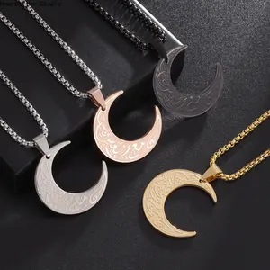 2026 Islamic Crescent & Star Pattern Pendant Necklace, Stainless Steel Jewelry for Party, Daily Clothing Decor, Trendy All-match & Exquisite Jewelry for Birthday Gift, Fashion Jewelry Accessories