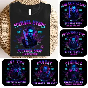 Halloween Png Bundle, Killer Friends Shirt, Halloween Shirt, Halloween Characters Shirt, Horror Movies Shirt, Scary Movies, Neon Halloween Shirt - LORA ATCHER