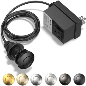 Garbage Disposal Air  Kit - Professional, UL Listed  Sink Top Garbage Disposal Button, Stainless Steel/Black On/Off, Compatible with all garbage disposals