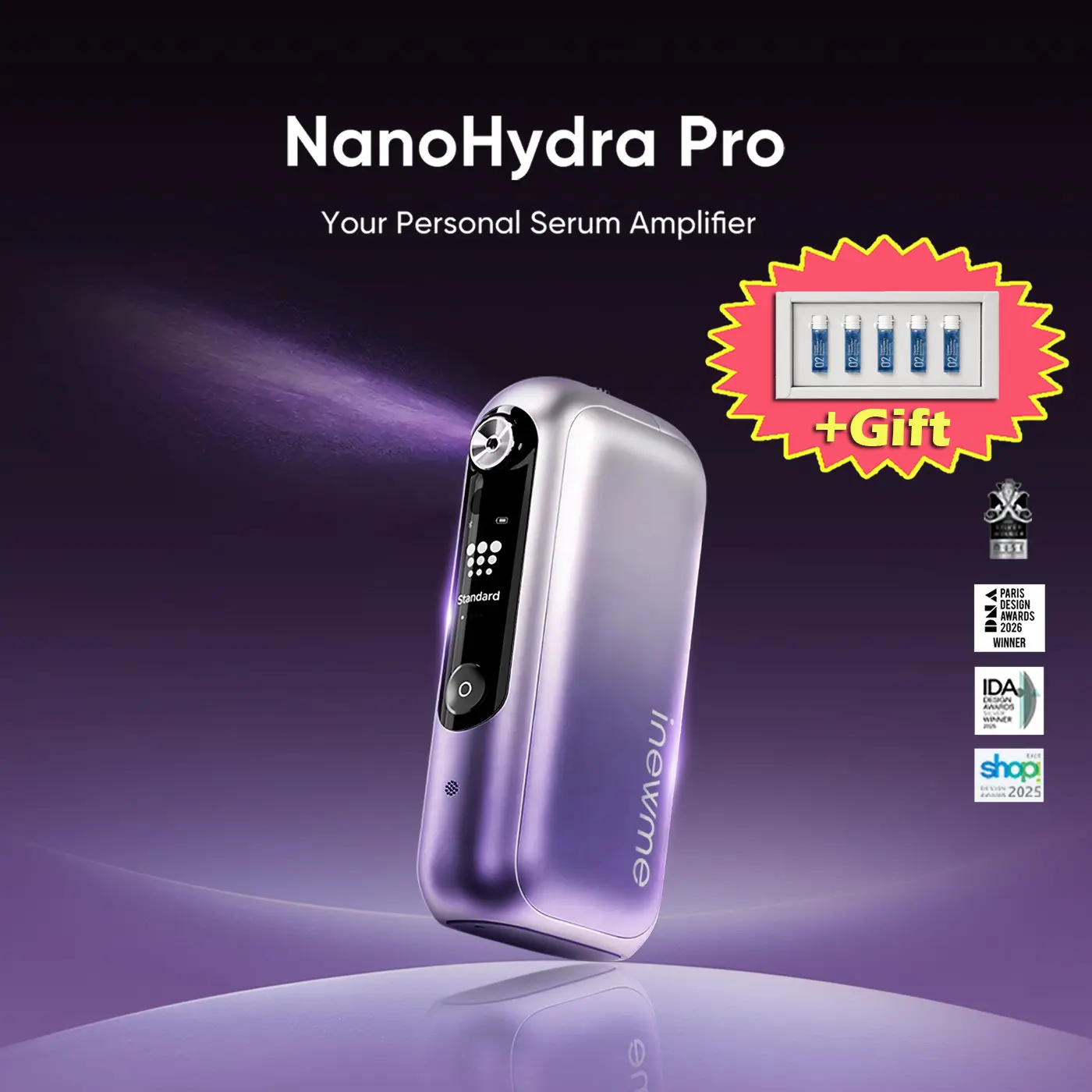 inewme NanoHydra Pro: Smart Serum Amplifier & Nano-Mist Face Hydration Device | Skin Absorption Booster, 5 Modes, App-Controlled Skincare Tech