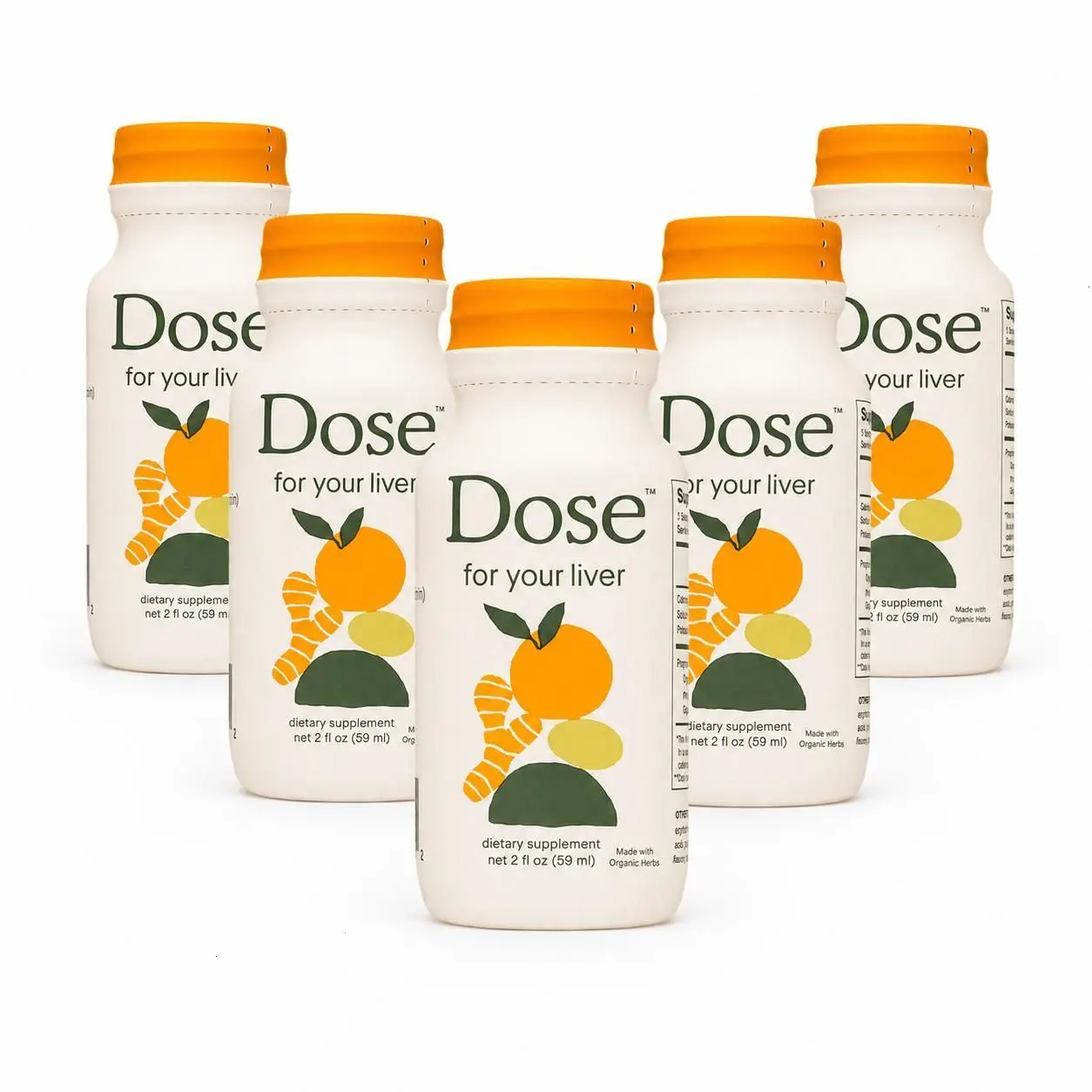DOSE Daily Liver Support Detox Shots 5 Pack, 2 fl oz Each, Liver Health Supplement with Milk Thistle, Turmeric & Organic Herbal Blend, Supports Healthy Liver Function, Digestion, Immune Support, Natural Energy, USA Made Wellness Drink