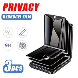 3pc Privacy Hydrogel Screen Protector for Galaxy Zflip 7/7se/6/5/4/3, Foldable, Anti-Scratch, Bubble-Free, High Flexibility, Smartphone Accessories