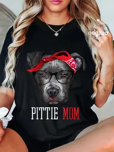 100% Cotton Pittie Mom Pitbull Dog Lovers Mothers Day Gift T-shirt Women T-Shirt