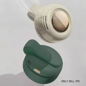 Portable small fan button type，Small lazy hand-held leafless rechargeable Battery electric fan with hanging neck，Summer Cooling fan, suitable for gifts.