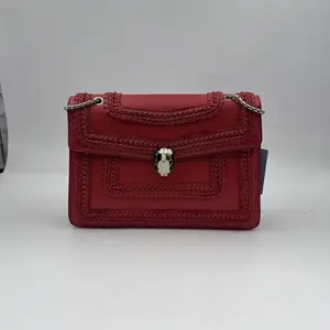 Pre-owned Bvlgari Bulgari orange red trimmed shoulder/crossbody chain bag hz50820