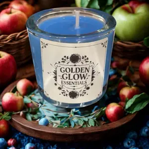 Golden Glow Essentials Apple Cider Candles - Blue and green with Apple Scent for Home Decor and Aromatherapy