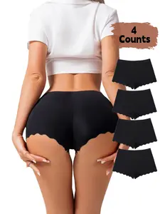 Women's Mid-Waist Wave Edge Underwear Set, Seamless Slim-Fit Yoga Shorts, Breathable Comfortable Inner Pants, All-Season Wear, Seamless Gym Short
