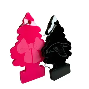 Little Tree Car Air Freshener Holder Acrylic Duck Logo & Bow Logo Pink & Black Design