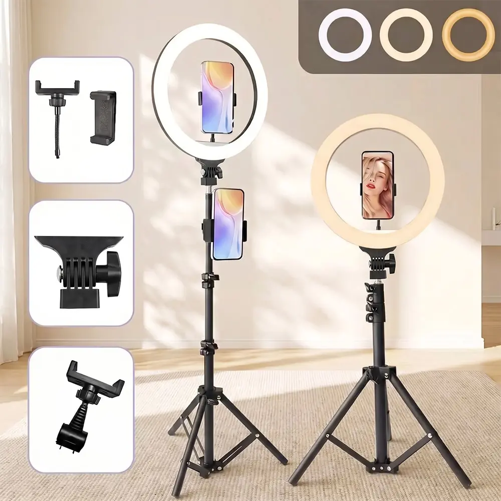 12" Ring Light with Tripod Stand & Phone Holder Tall 110cm/43", Dimmable LED Selife Light, Ringlight TripodStand for Tiktok, YouTube, Photography, Makeup, LiveStreaming#SummerWins#Fathersdaygift