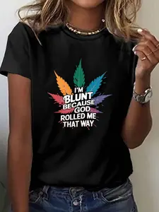 I'm straight because God rolled me up like this. Pattern print bright short-sleeved round neck shirt colorful leaf design casual summer spring T-shirt fun style comfortable wear local community store in stock quick hair soft cotton comfort enjoy special d