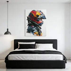 Max Verstappen Bull F1 Watercolor Canvas Art Print, Dynamic Racing Portrait, Car Enthusiast Bedroom & Office Wall Decor, Ideal Gift