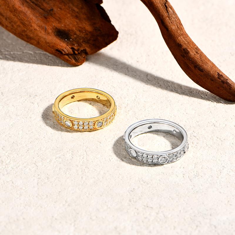 ATTAGEMS Classic Lab-Created Moissanite Ring for Women Men Unisex Real S925 Sterling Silver Engagement Wedding Band Rings for Gift Sparkling Fine Jewelry Set Party R309