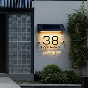 Solar Stainless Steel Address Sign Light, Dual Color Mode, DIY Numbers Letters,weatherproof,outdoor house license plate, automatic lighting, from dusk to dawn, suitable for gardens, courtyards, doorways, and panels, Lighted House Number