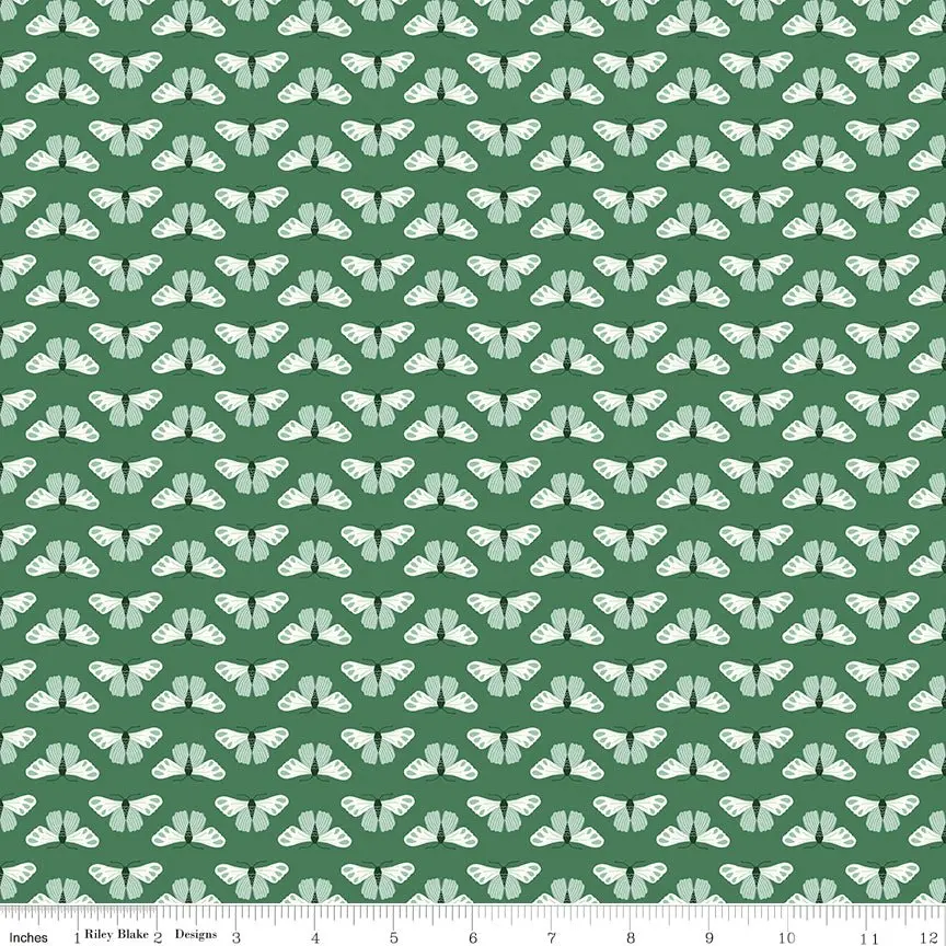 Meadow Moments Butterflies Green Fabric by the Yard or Fat Quarter - Riley Blake Designs