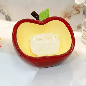 Creative Original Design Apple Ceramic Soap Box, INS Cute Home Decorations