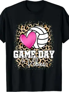Stylish And Cozy - Women'S And Girls' Volleyball T-Shirt with a Leopard Print for Game Day.Available in Matching Styles for Men And Women, This Pure Short-Sleeved Tee Is Perfect for Summer , Weighing 220G