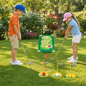 Kids Golf Starter Set with Versatile Play Modes - Professional Putting Mat & Toss Game - 3 Clubs & 9 Balls Included - Safe Sports Toy for Boys Girls