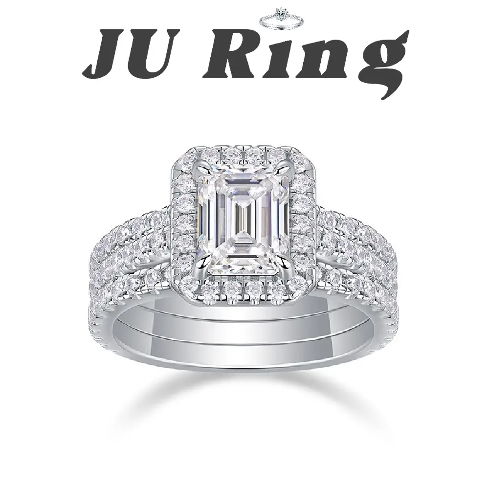 #82 (Emerald Cut Band) 2 ct S925 Sterling Silver Lab-Grown Moissanite VVS1 D Stackable Ring Gifts for Women Stacks