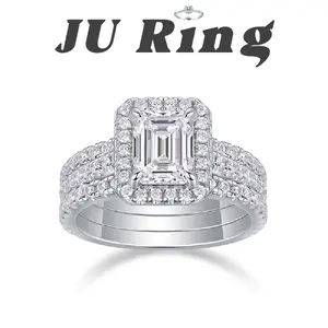 #8 B3  (Emerald Band) 2 ct 925 Sterling Silver Lab-Grown Moissanite Stackable Ring Gifts for Women Stacks