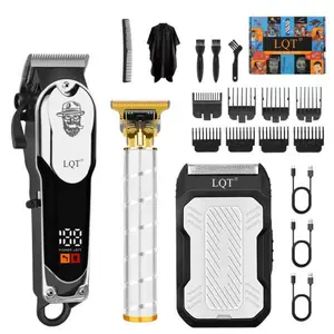 LQT All-In-One Men's Hair Cutting & Grooming Set, Cordless Rechargeable Hair Clipper with LCD Screen, Precision Beard Trimmer & Electric Shaver, Complete Home Barber Kit with All Accessories, Save Money on Barbers for DIY Haircuts, Beard Care & Travel