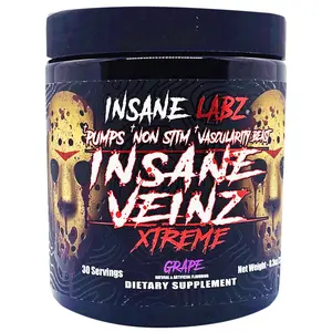 Insane Labz Insane Veinz Xtreme | Non-Stim Pump Pre-Workout | Nitric Oxide & Vascularity Booster