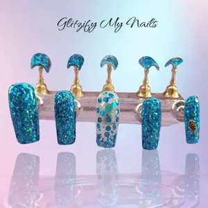 Highly reflective glitter Press On Nails Salon Quality, Reinforced with Rubber Base Coat & Builder Gel. colorful fake nail fashionable