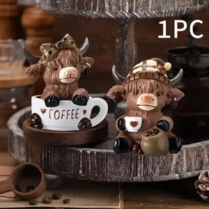 Creative Highland Cow Coffee Table Statue Decoration, Home Desktop Ornament, Unique Desk Sculpture, Fun and Quirky Decor Piece, Cute Desktop Decoration