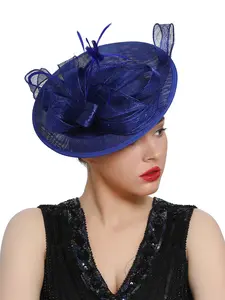 1PC Fascinator Hats for Women,Linen Vintage Feather Headwear for Women ,Derby/Church/Wedding/Cocktail/Tea Party