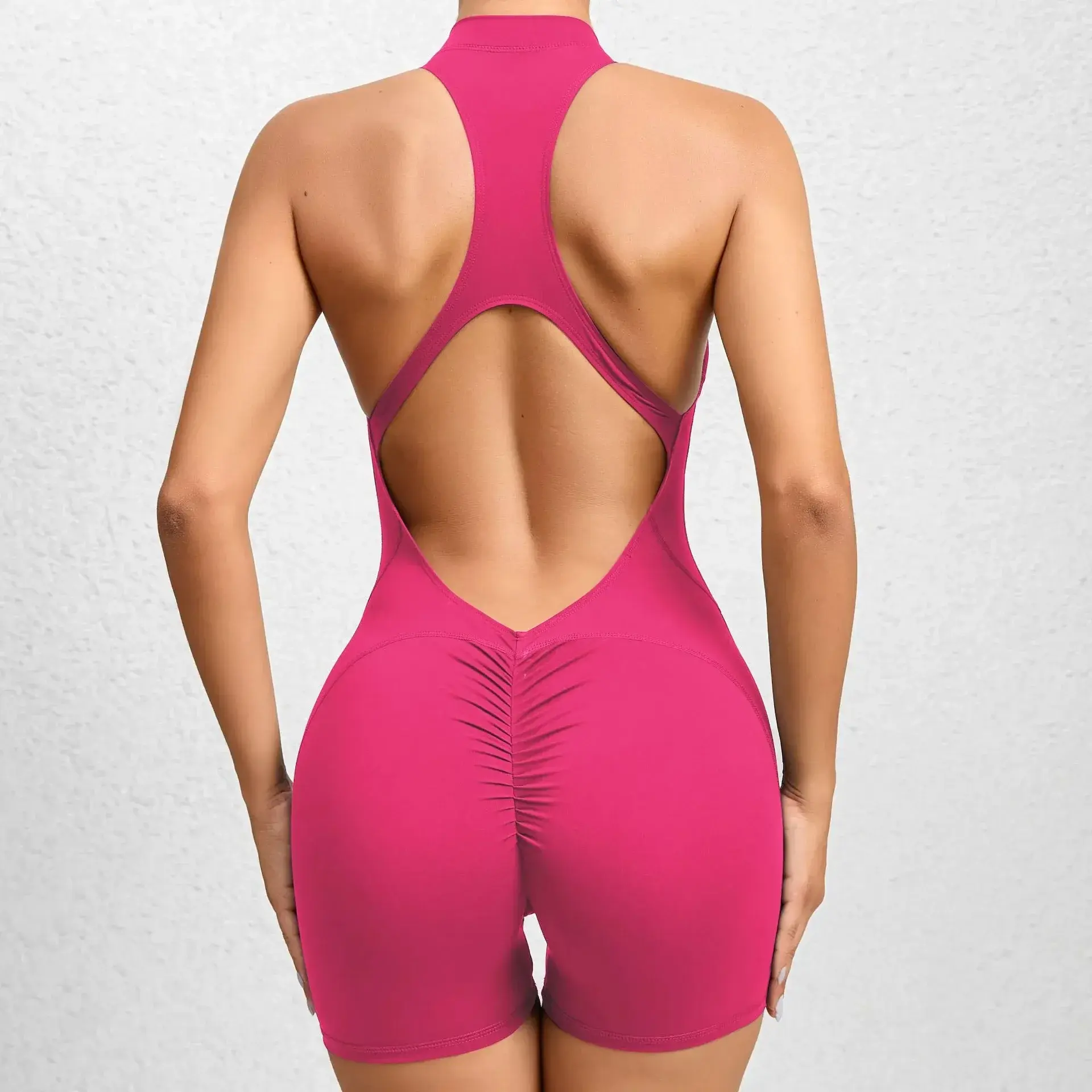 Women'S Backless Zipper Padded Jumpsuit - Sports Onesie with Pads for Yoga, Fitness, Gym Activewear Slim Fit Athletic Bodysuit STOWN SPORTSWEAR
