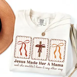 Comfort Colors Coquette Christian Mama Fall, Jesus Made Her A Mama, Boho Fall Mama TShirt, Christian Fall T-Shirt, Jesus Tee