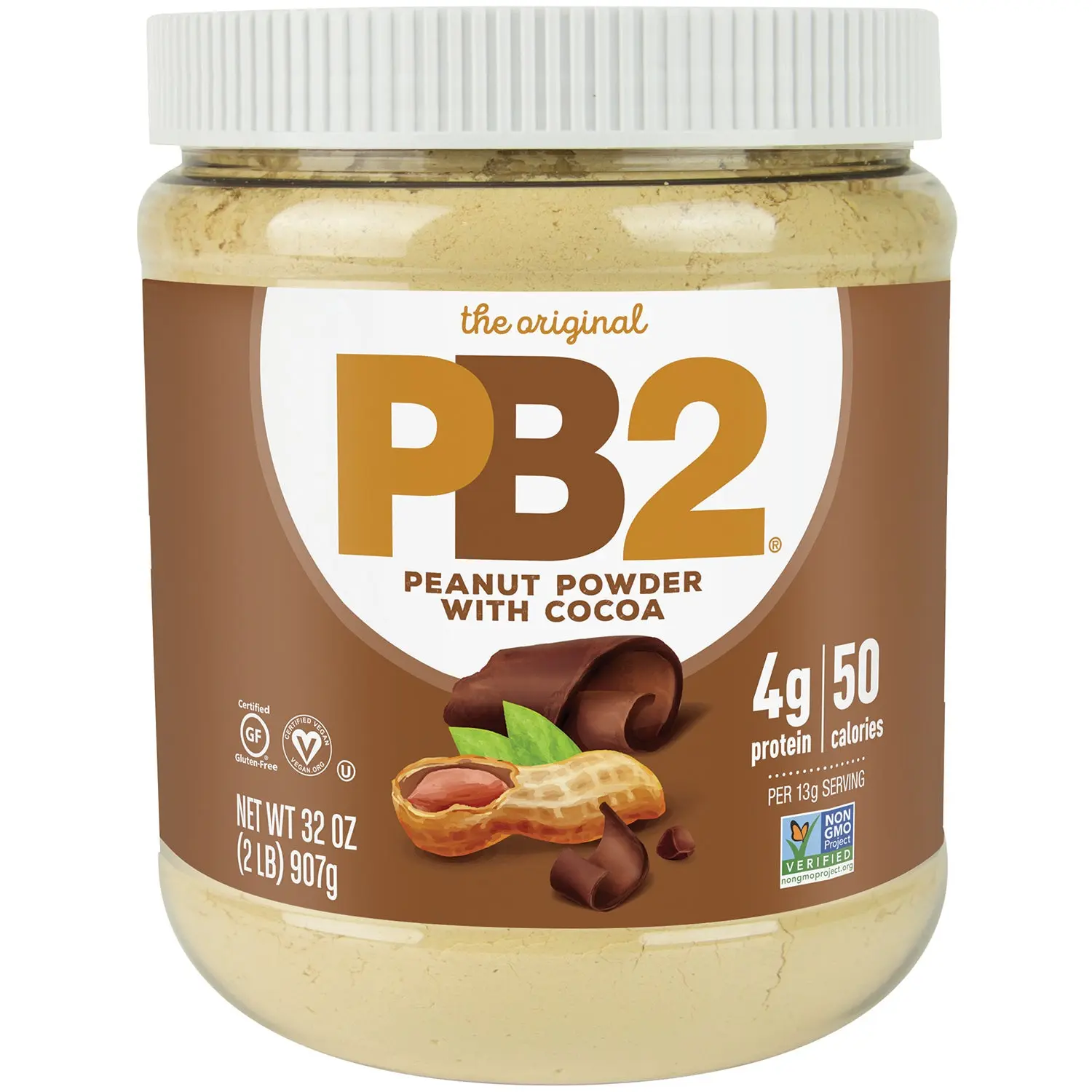 PB2 Peanut Powder with Cocoa - 32 oz Jar - 4g Protein, 50 Calories
