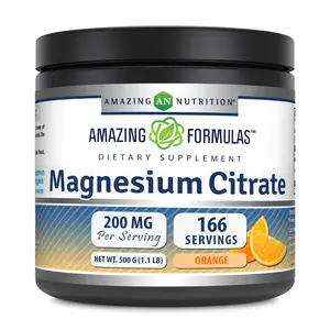Amazing Formulas Magnesium Citrate 200 Mg | Orange Flavor Powder Supplement | 500 Grams (1.1 Lb) | Non-GMO | Gluten-Free | Made in USA