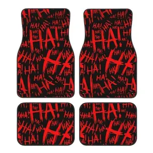 4-Piece Hahaha Print Car Floor Mats Set, Universal Fit, All-Season, Waterproof, Easy to Clean, Easy Install Automotive Interior Accessories