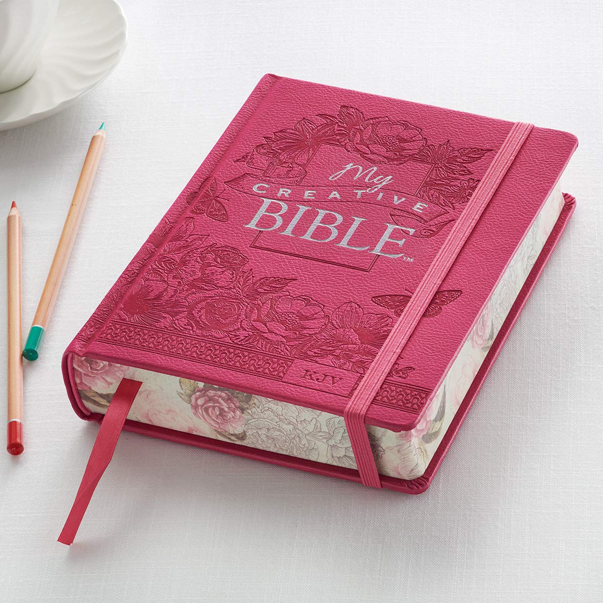 KJV Holy Bible, My Creative Bible, Faux Leather Hardcover - Ribbon Marker, King James Version, Bright Pink w/Elastic Closure (KJV Creative Editions)