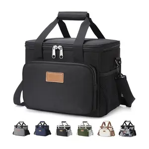 Insulated Lunch Bag for Adults, 12-Can 9L Cooler Tote, Leakproof Thermal Lunch Box, Reusable Soft Lunch Cooler Bag for Work, Travel, Office, Black
