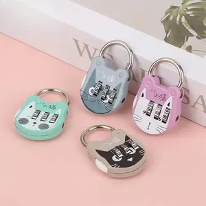 Cute Cat Luggage Padlock Suitcase Backpack Password Lock Cartoon Mini Keyed Padlock Journal Notebook Handbag Code Locks