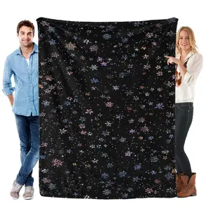 Sparkling Multicolor Starry Night Flannel Blanket Soft Cozy Gift Throw with Shimmery Celestial Pattern Perfect for Gifting to Space Lovers Snuggling Warmly or Adding Magical Glam Charm to Any Room