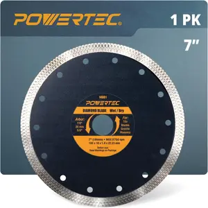 Saw Blades 7 Inch, Tile Saw Blade Wet, Concrete Blade for Circular Saws, Super Thin Mesh Rim Blades Cutting Porcelain, & Tile, Masonry, Brick and Marble - 14001