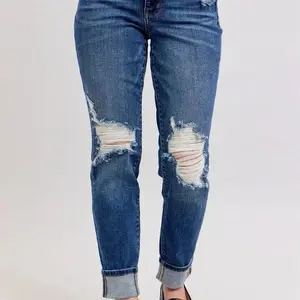 Judy Blue Plus Size Mid Rise Boyfriend Destroy Jeans