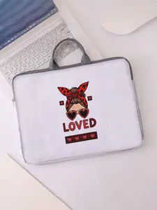 Girls' Cartoon Print Notebook Bag, Soft Laptop Sleeve, Laptop Cover, Tablet Case, Zipper Storage Pouch, Casual Style, All Seasons