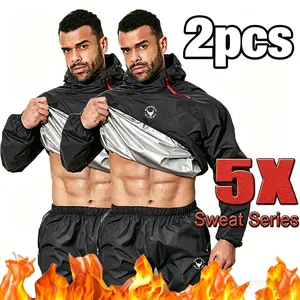HAMTOLU Men's 2 Piece Set Long Sleeve Sauna Suit, Outdoor Sports Jacket, Back To School Workout Top, Tummy Flattering Outfits, Compression Shirts, Fall Outfits, Fallfreshness, Fall Clothes
