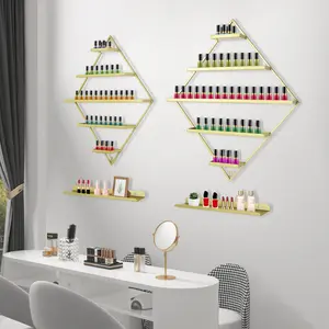 Rhombus Nail Polish Racks, Wall-mounted Nail Polish Racks, 5-tier Display Racks for Nail Polish Organiser Gold