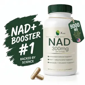XAGE Daily NAD+ Supplement Capsules, 300mg NAD+ Daily Vitality Formula, Caffeine-Free Energy Support, Cellular Health Support, Metabolic Wellness & Antioxidant Support, 60 Count