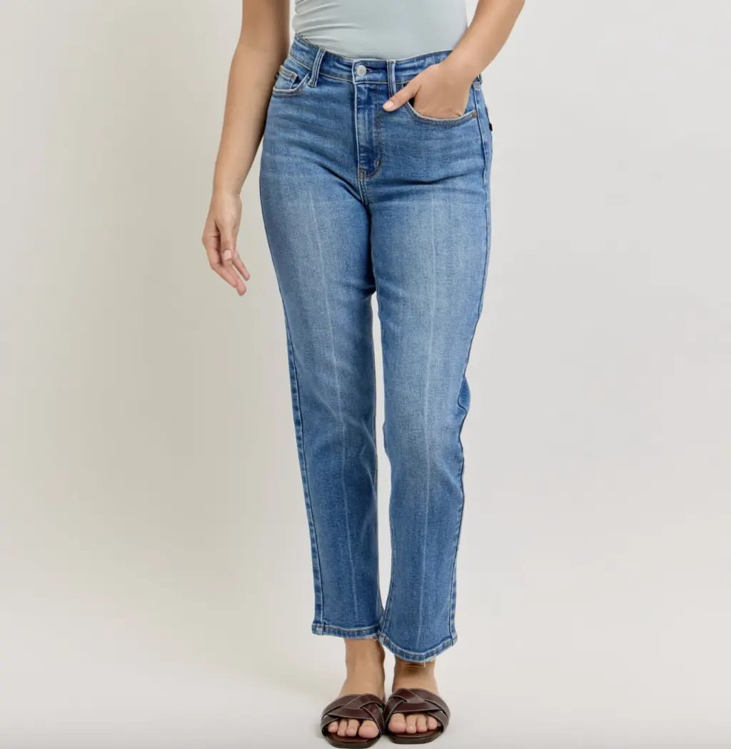 TANIA JUDY BLUE HIGH WAISTED ANKLE STRAIGHT JEAN