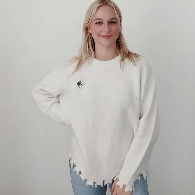 50% Cashmere and 50% Wool White Sweater